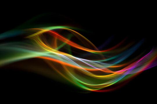 swirling rainbow vapor trails in reggae color palette creating glowing light motion with vivid festival energy
