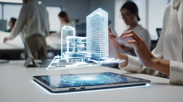 Architectural Design: Holographic Building Model on Tablet - Powered by Adobe