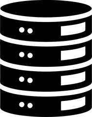 Database server stack silhouette vector icon , black and white , white background