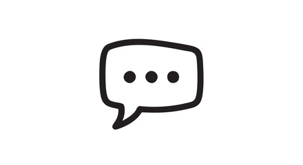 Speech bubble icon in black and white doodle style illustration