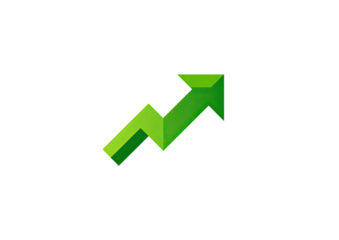 Green arrow pointing upwards on a dark background
