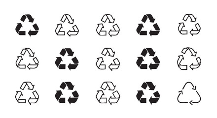 Various recycle symbol icons on white background for environment protection