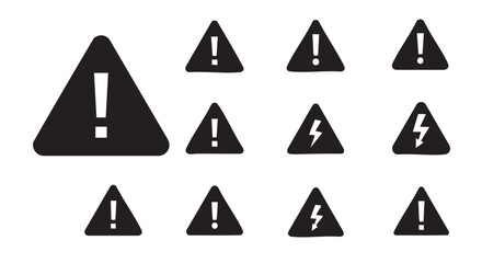 Warning sign symbols in black color danger attention concept vector illustration