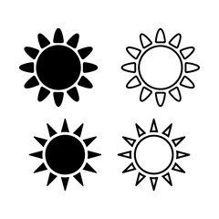 Sun icon set vector outline and silhouette design