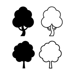 Obraz premium Tree icon set vector outline and silhouette design