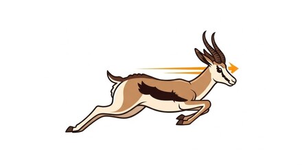Fototapeta premium Sleek Springbok Mascot Logo Dynamic Line Art Leaping Determined Focus