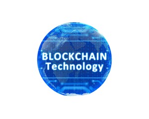 Blockchain technology concept on white background.

