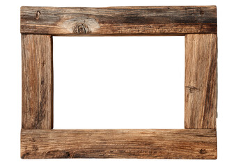 Rustic wooden frame, rough texture, black background
