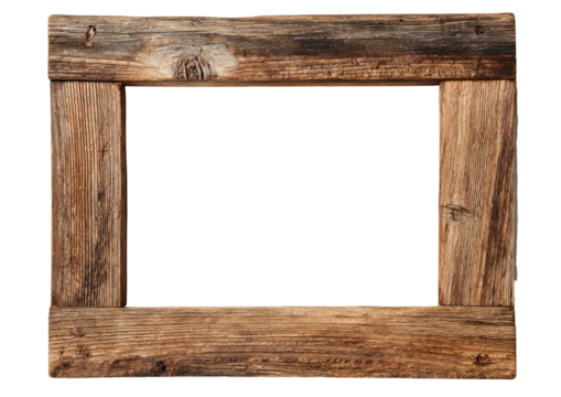 Rustic wooden frame, rough texture, black background