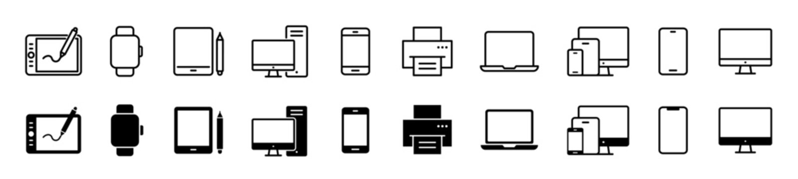 Digital devices icon set. Electronic device and technology symbol. Vector illustration.