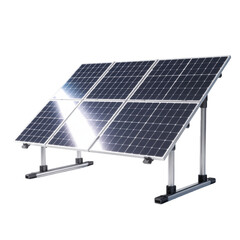 Solar panel array on a metal frame clean energy technology isolated on white background for sustainable power generation