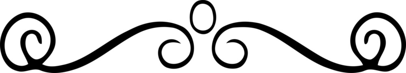 Graceful isolated swirl of symmetrical black lines creates decorative border, elegant divider adding a touch of sophistication and charm.