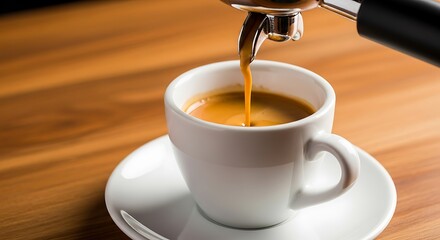 Brewing a rich, aromatic espresso shot for an invigorating morning start, capturing the essence of a perfect coffee moment