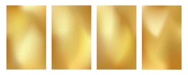Obraz premium Four vertical, abstract mesh gradient backgrounds with shiny gold brass texture