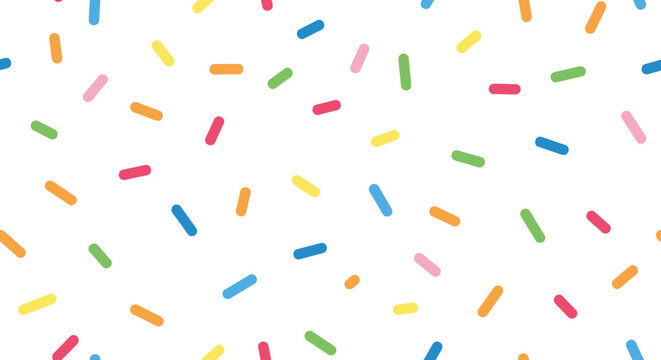 Colorful Sprinkles Pattern on White Background, Festive Decorative Topping, Candy