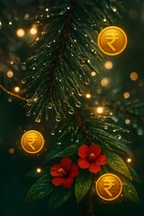 Christmas tree decorated with candles, ornaments, and festive holiday decorations