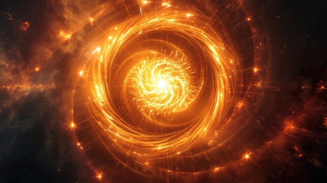 Fiery orange swirling vortex portal with glowing particles