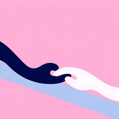 Vector art of one hand reaching to hold another, delicate precision, smooth gradient accent, simple shapes emphasizing empathy, modern composition, emotional warmth, isolated on white background