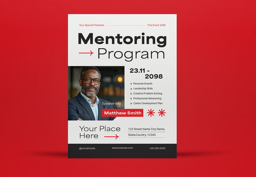 Beige And Red Utilitarian Mentoring Program Flyer Layout