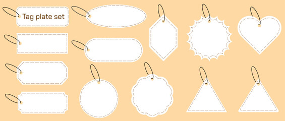 Stitched Tag Plate Set (White)