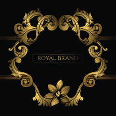 Gold vintage floral frame border ornament illustration for wedding card design