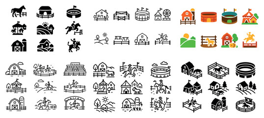 Obraz premium Horse farm and equestrian activities icons