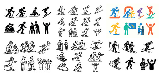Naklejka premium Winter sports icons collection in various styles