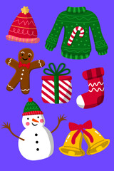 set of christmas holiday elements vector