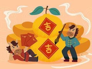 Cute cartoon horse for lunar new year Horse Year illustration set