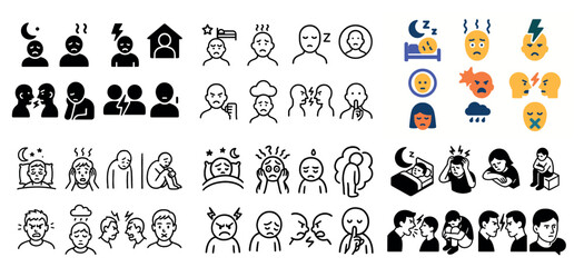 Various emotional expressions in iconic style