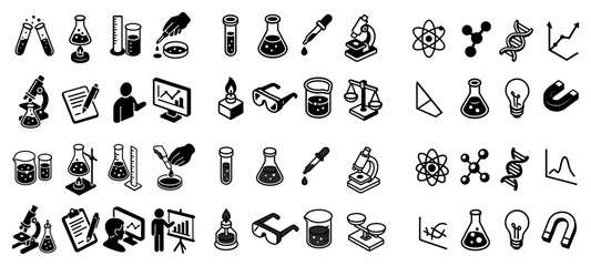 Science and research icons collection