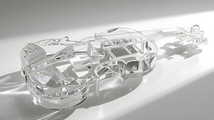 Spectacular Clear Crystal Violin with Faceted Edges