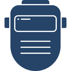 Dark Blue Welding Mask Icon with Rounded Top and Rectangular Viewing Area Isolated on Transparent Background