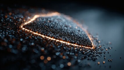 A digital artwork symbolizing data security, featuring a glowing shield made of swirling binary code. Set against a dark blue background with cinematic lighting and tech-inspired depth.