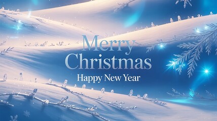 Merry Christmas and Happy New Year soft blue horizon glow winter sky luxury greeting card