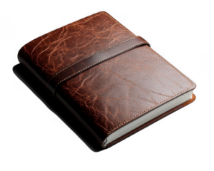 Elegant Leather Journal with Strap on White Background