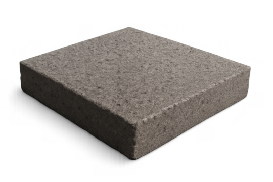 Gray concrete paving stone providing a durable surface for driveways, patios, and garden paths, isolated for design use