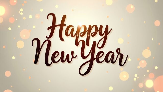 A bokeh background with a happy new year text, perfect for new year celebrations or party invitations