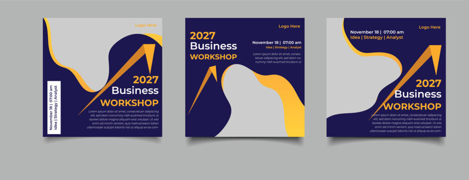 Digital marketing live webinar and corporate social media post template
