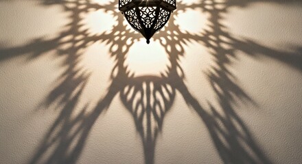 Intricate Moroccan Lantern Casting Detailed Shadow Patterns on a Wall