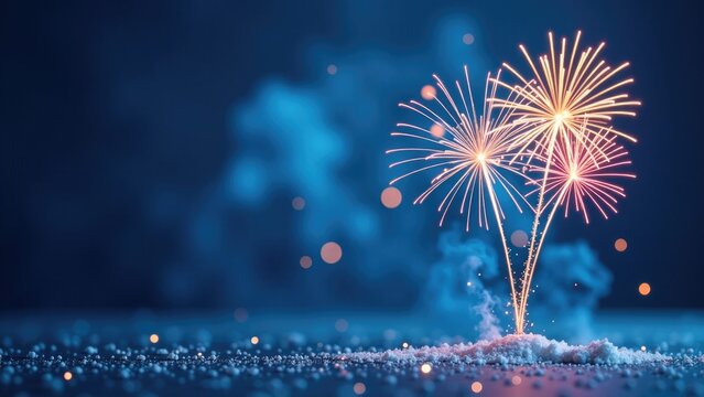 A firework explodes in the darkness with vibrant colors, perfect for nighttime events or celebrations