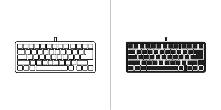 Computer keyboard icon, outline and filled version