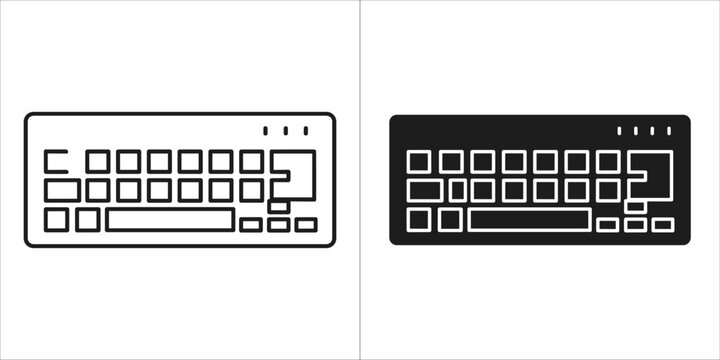 Modern keyboard icon set, featuring both a black and white version