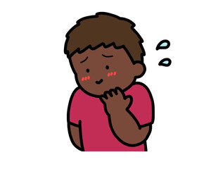 照れる　黒人の男の子