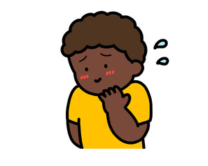 照れる　黒人の男の子