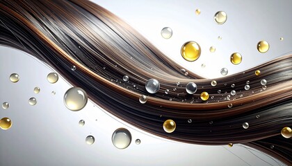 髪に密着する美容成分の粒子。科学的な補修ケアイメージ ジェネレーティブAI