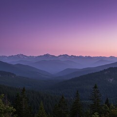 Obraz premium Mountain range landscape at dusk with forest