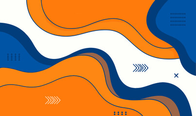 Flowing Horizons Abstract Orange & Blue Landscape, abstract, landscape, digital illustration, modern design, flowing, layered shapes, orange, blue, curved forms, organic, movement, depth, dimension,