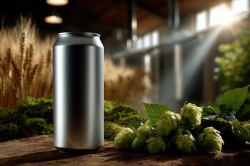 beer metallic can mockup