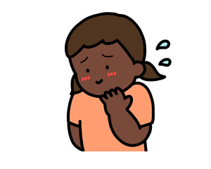 照れる　黒人の女の子